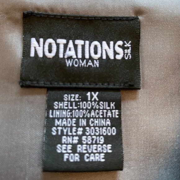 Two-Piece Notations 100% Silk Tank & Pants With Embroidery and Beading Size 1X - Picture 5 of 15